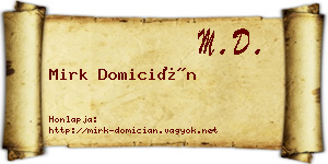 Mirk Domicián névjegykártya
